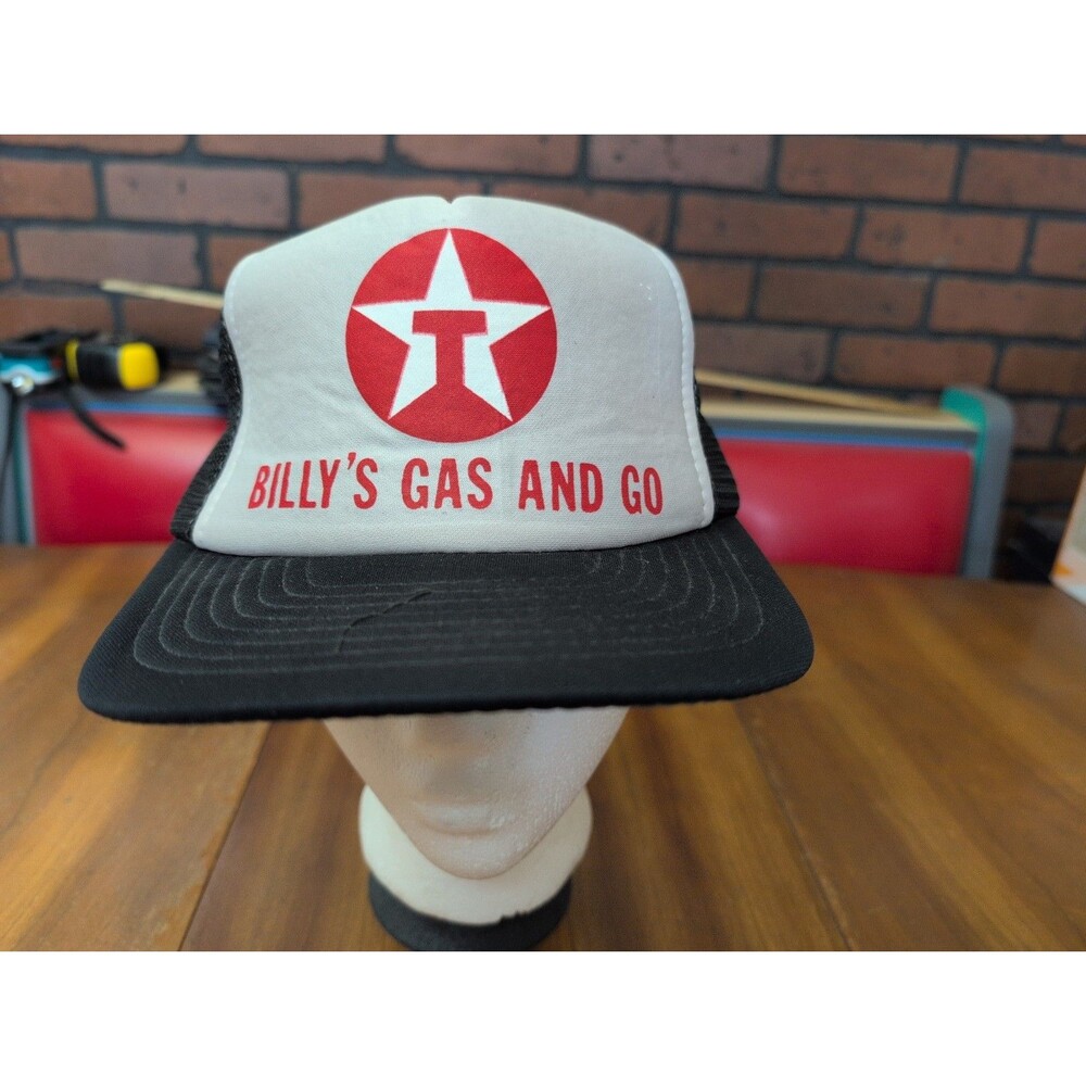 VINTAGE TEXACO Snapback 70s Mesh Foam Trucker Hat BILLY'S GAS & GO STATION ADVER